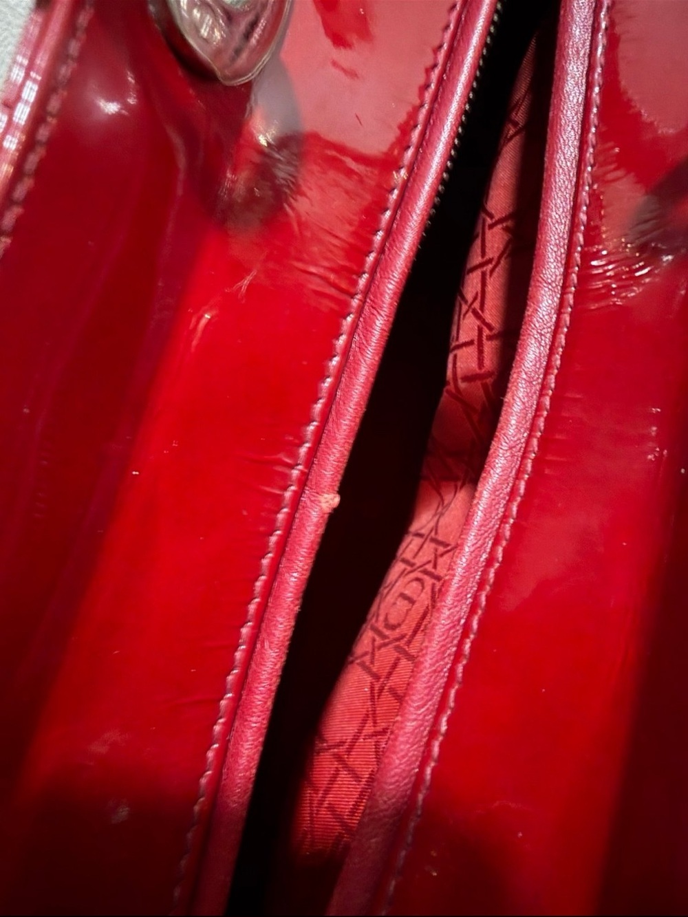 Dior Red Patent Cannage Leather Large Lady Dior - Picture 11 of 12